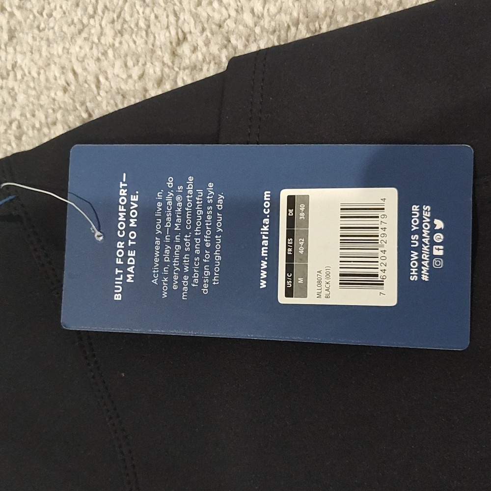 Black Leggings Yoga Pants Marika M 27" - Picture 4 of 5